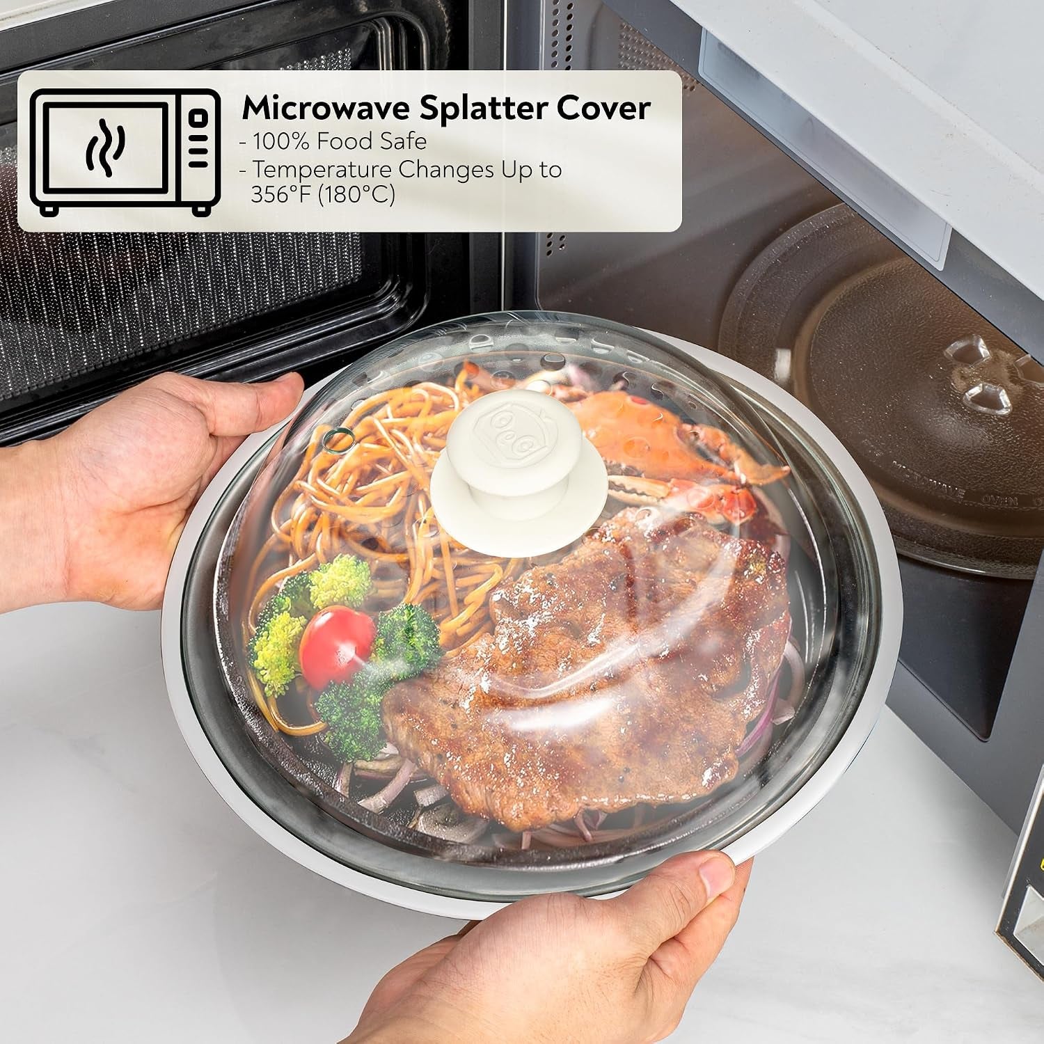 lighter-weight-tempered-glass-microwave-splatter-cover-11-5-inch-inner-diameter-10-6-heat-resistant-durable-glass-lid-with-vent-silicone-knob-dishwasher-safe-100-food-grade-bpa-free