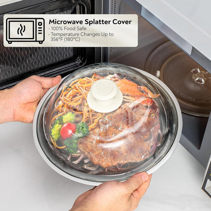 Lighter Weight Tempered Glass Microwave Splatter Cover - 11.5 Inch | Inner Diameter 10.6” - Heat-Resistant Durable Glass Lid with Vent, Silicone Knob, Dishwasher Safe, 100% Food Grade, BPA Free6