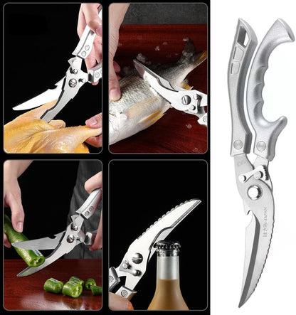 Heavy Duty Kitchen Scissors Stainless Steel Poultry Shears with Safety Lock | Ergonomic Metal Handle Kitchen Shears, Multifunctional Food Scissors for Bone Cut, Bottle Opener & Fish Scaler Kitchen Gadget6
