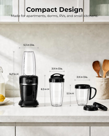 1000W Personal Smoothie Blender, Protein Shakes, Home & Gym, Black | 37/32/22 Oz Bpa-Free To-Go Cups with 6-Leaf Blade, Frozen Fruit, Ice Crushing, Baby Food, Sauces, Dips, Coffee, Nuts, Spices4