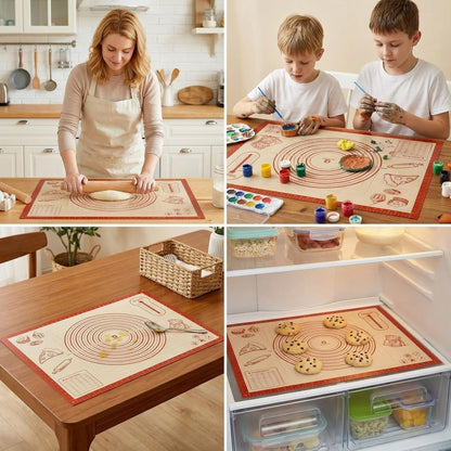Silicone Baking Pastry Dough Mat - 28X20Inch Extra Large Cookie Bread Rolling Mats Sheet, Nonstick Kitchen Counter Kneading Board, Thick Reusable Pie Cookies Pizza Fondant Making Matt with Measurement5