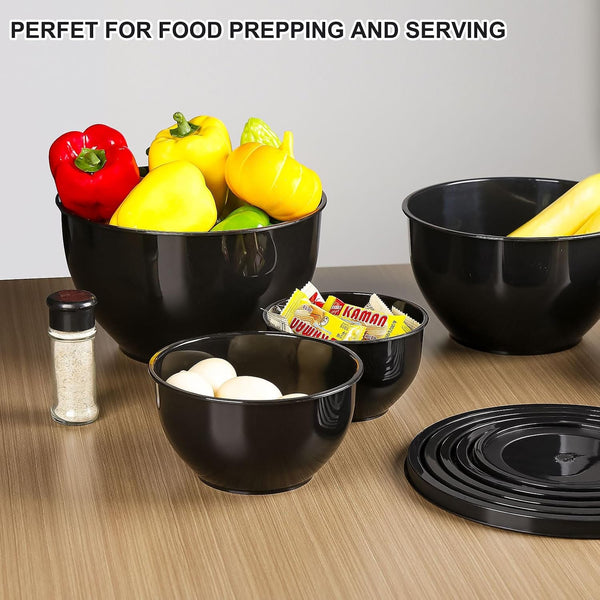 Plastic Mixing Bowls with Lids Set for Kitchen, 5 Set Nesting Bowls for Mixing, Baking, Prepping, Cooking and Serving Food, Mixing Bowls Dishwasher, Microwave Safe6
