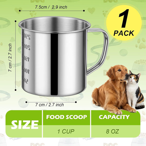 1 Cup Dog Food Scoop,Dog Food Measuring Cup with Handle and Measurements,Pet Food Measuring Scoop for Cats, Dogs2