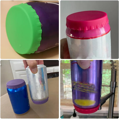 6 Pack Silicone Soda Can Lids, 6 Color Bpa-Free Reusable Silicone Can Covers, Can Stopper or Protector for Soda, Beer, Drink, Juice, Coke, Beverage, Fits Standard Cans4