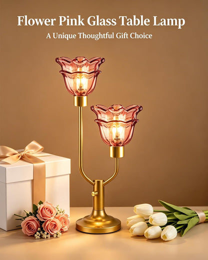 Mid Century Modern Flower Table Lamp Dimmable Vintage Pink Lamp7