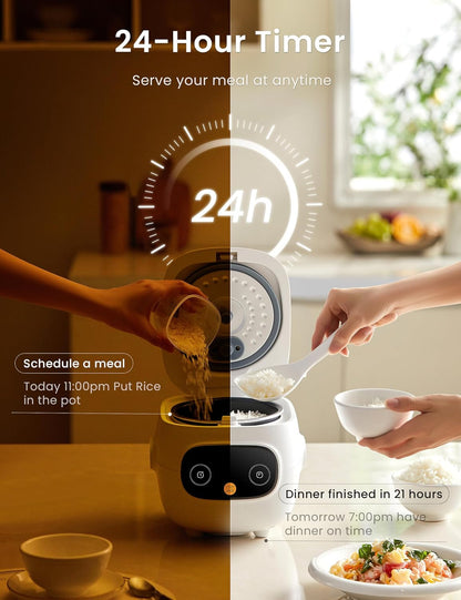 Mini Rice Cooker with 6-Functions, 2-Cups Uncooked Rice5