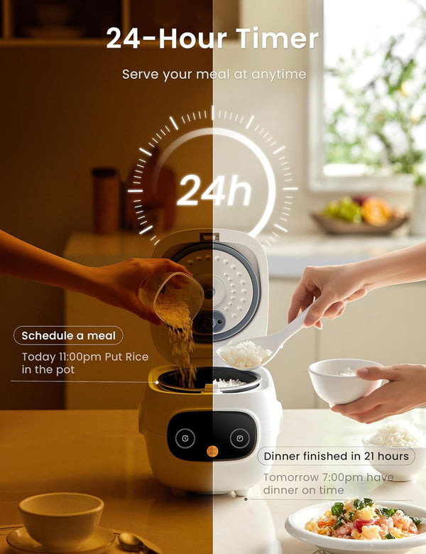 Mini Rice Cooker with 6-Functions, 2-Cups Uncooked Rice5