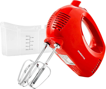 5-Speed Electric Hand Mixer with Storage Case,150W, Red HM151R | Stainless Steel Whisks, Compact Portable Design, Lightweight Handheld Mixer for Baking & Cooking1