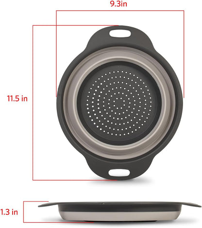Collapsible Colander Strainer - 2L | Small Pasta Drainer for Kitchen, Vegetables, and Fruit | round Plastic Foldable Draining Basket for Easy Storage2