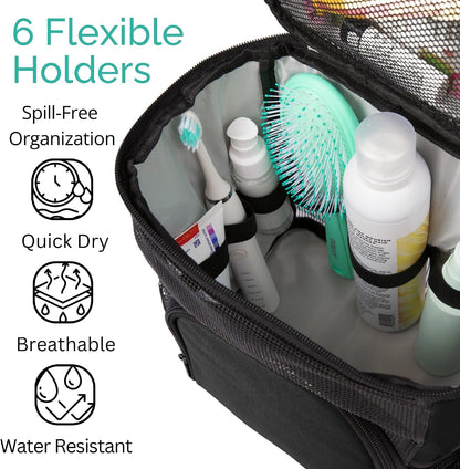 Original Portable Shower Caddy for College Dorms - Foldable Mesh Tote - Dorm Room Essentials - Durable Hanging Travel Shower Bag - Perfect for College Students, Men, Women (Black)5