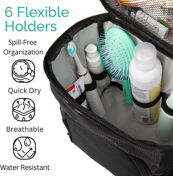 Original Portable Shower Caddy for College Dorms - Foldable Mesh Tote - Dorm Room Essentials - Durable Hanging Travel Shower Bag - Perfect for College Students, Men, Women (Black)5