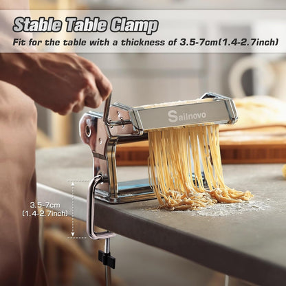 3-In-1 Pasta Maker with 9-Setting Pasta Roller & Cutters, Silver | 9 Thickness & 2 Width Settings| Stainless Steel Body Rust Resistant| Easy Clean| for Spaghetti, Fettuccine, Lasagna and More5