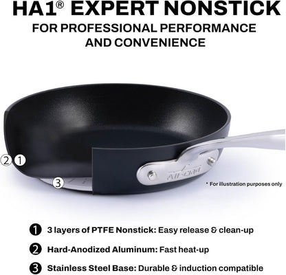 All-Clad HA1 Expert Hard Anodized Nonstick Cookware Set (10 Piece) Pots, Frying Pans, Dishwasher-Safe, Oven-Safe up to 500°F Compatible with All Stovetops (Gas, Electric & Induction) - Black6