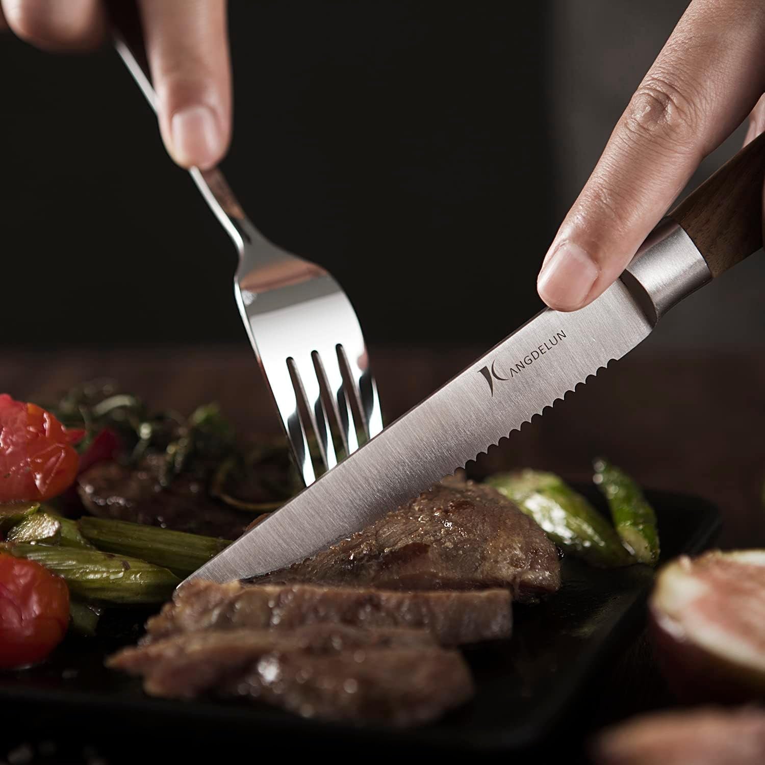 ultra-sharp-6-piece-steak-knife-set-4-5-serrated-blades-50cr15mov-high-carbon-stainless-steel-torrefied-brown-ash-wood-handles-magnetic-gift-box