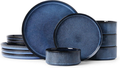 12PCS Ceramic Dinnerware Set for 4, Stoneware Plates and Bowls Sets1