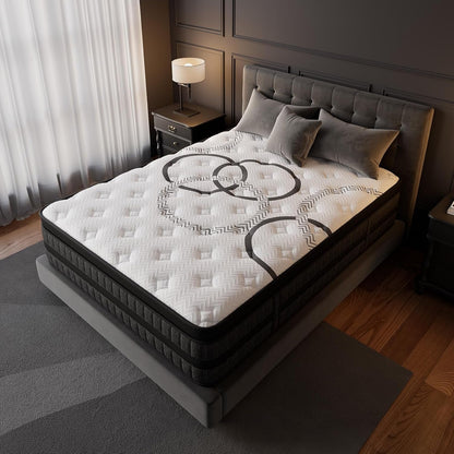 Queen Mattress 14 Inch Hybrid Mattress Euro Top Medium Firm for Back & Lumbar Support [New Version], 365 Night Trial, Individual Pocket Spring for Motion Isolation & Pressure Relief3