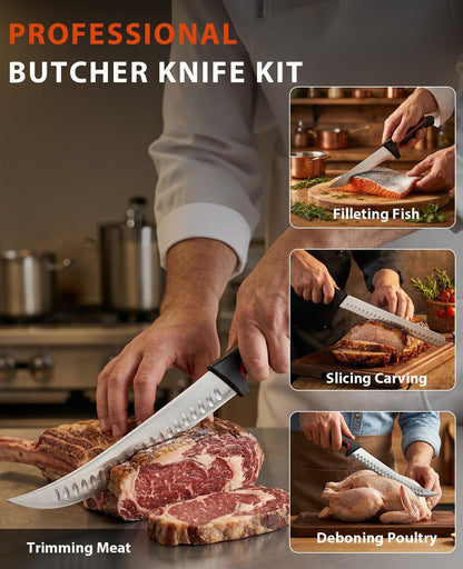 5 PCS Chef Knives with Roll Bag, Sharp Stainless Steel Kitchen Knife for Cutting Meat, Fruits & Vegetables, Practical Gifts Knife Set for Women Men Cooking Lovers7