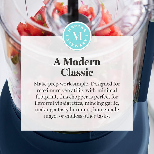 3 Cup Electric Vegetable Chopper, Mini Food Processor, Navy | 24Oz Bpa-Free Bowl, Stainless Steel Blades, Pour Spout, Dice, Puree, Mince, Chop Vegetables & Herbs, Dishwasher-Safe Parts11