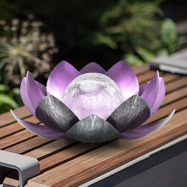 Solar Light Outdoor, Metal Glass Decorative Waterproof Garden Light LED Solar Flower Lights for Patio, Lawn,Walkway,Tabletop,Ground (Purple)1