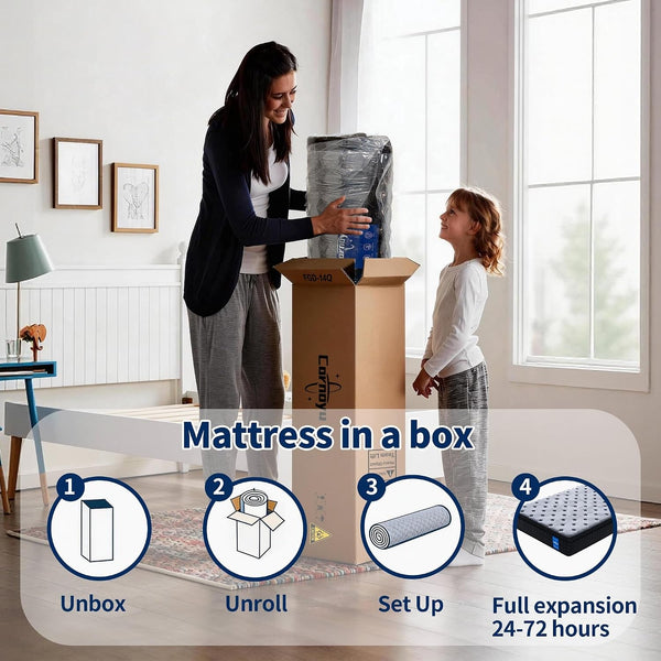 Queen Mattress, 14 Inch Medium Firm Hybrid Mattress in a Box, Gel Memory Foam & Individually Pocketed Coils, Pressure Relief & Motion Isolation, Fiberglass-Free, Certipur-Us Certified9