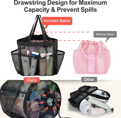 Mesh Shower Caddy Portable with Drawstring - 2-Handle Shower Bag for Dorm3