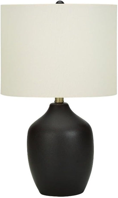 22" Black Ceramic Table Lamp, Ivory Linen Drum Shade, 3-Way Switch, 7.5" Base and 13" Shade, Transitional Style, Decorative Lighting for Living Room, Bedroom, or Office5