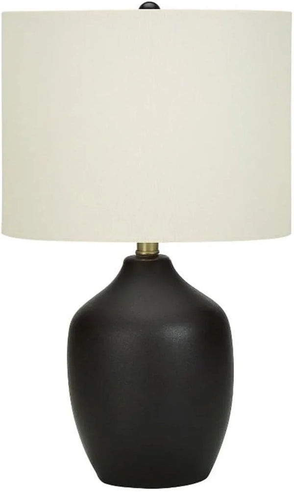 22" Black Ceramic Table Lamp, Ivory Linen Drum Shade, 3-Way Switch, 7.5" Base and 13" Shade, Transitional Style, Decorative Lighting for Living Room, Bedroom, or Office5