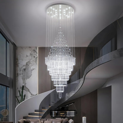 D59''X H120'' Extra Large Chandeliers for High Ceilings Crystal Raindrop Chandeliers Large Villa Chandelier Entrance Foyer Ceiling Light LED Dimmable 2700K-6000K2