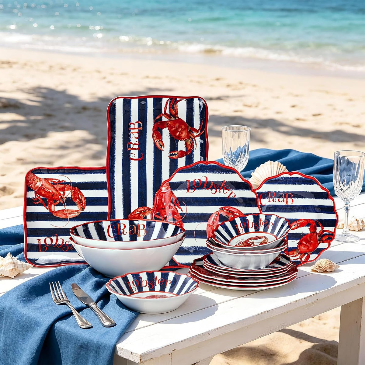 lobster-and-crab-melamine-dinnerware-set-12-piece-scalloped-plates-and-bowls-set-for-4-coastal-nautical-design-unbreakable-lightweight-dishwasher-safe-bpa-free-for-kitchen-outdoor-camping-rv