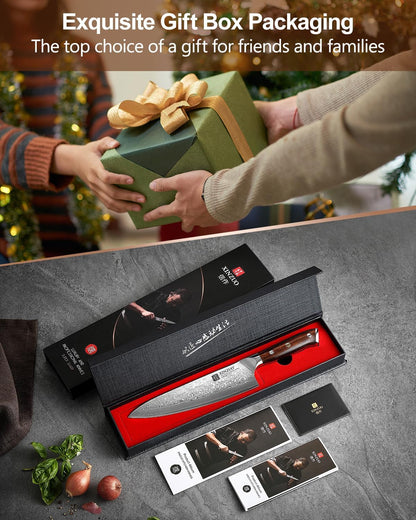 Chef Knife 8.3 Inch, VG-10 Super Stainless Steel Gyuto Knife for Professional Chefs and Home Cooking, Ultra Sharp Kitchen Knife with Rosewood Handle - Yu Series9