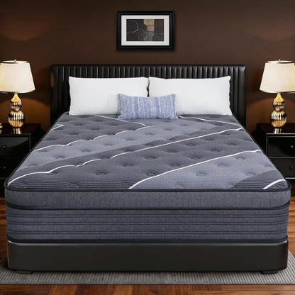 Full Mattress 12 Inch, Luxury Hotel-Level Cooling Hybrid Mattress in a Box | Upgraded Cooling Gel Memory Foam & Pocket Springs, Relieve Back & Waist Pain, Extra Back Support, Medium Firm,365-Night Trial1