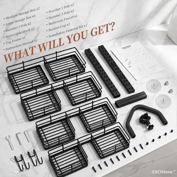 4-Tier Adjustable Hanging Shower Caddy for Handheld Showerhead, Black8