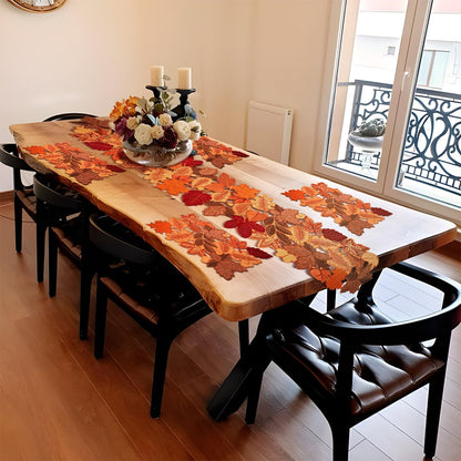 Fall Table Runner 72 Inches Long Autumn Maple Leaf Embroidered Runner2