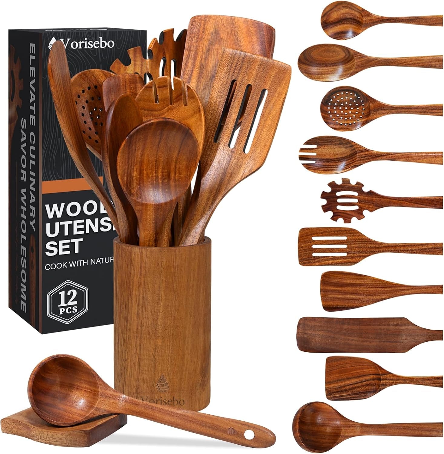 12-pcs-teak-wooden-utensils-set-wooden-spoons-for-cooking