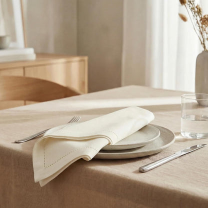 Cloth Napkins Ivory Hemstitch Dinner Napkins Set of 12 (20X20) 100% Cotton Absorbent Washable Durable Reusable Ideal for Hotel Collection Farmhouse Parties Restaurant Lunch Dinner Napkins4