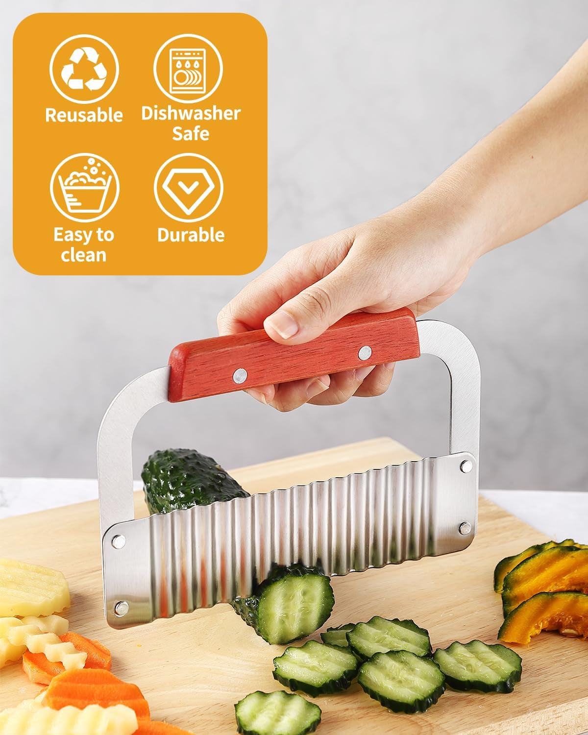 crinkle-cutter-stainless-steel-potato-slicer-heavy-duty-wavy-crinkle-cutting-chopping-tools-with-wooden-handle-for-carrot-veggies-heavy-duty-wooden-handle-sharp-and-deep-waves-crinkle-cutting-for-carrot-zucchini-pickled-cucumber-dishwasher-safety