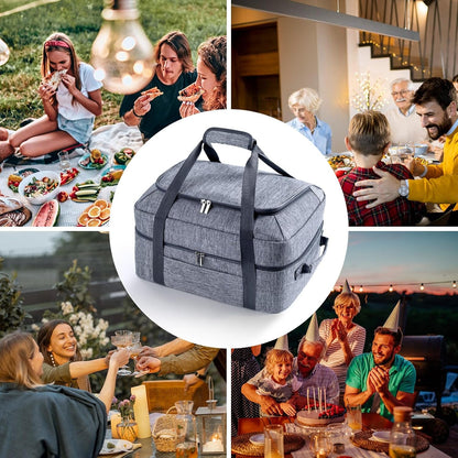 Double-Layer Slow Cooker Carrying Bag for 6-8 Quart Crockpot and Hamilton Beach Slow Cookers, Travel Bag with Lid Fastener for Crock-Pot, Portable Carrier Case, Grey7
