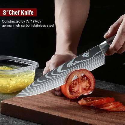 Chef Knife Set, Kitchen Chef'S Knives Set with Ergonomic Pakkawood Handle, German High Carbon Stainless Steel Sharp Japanese Cooking Knives Set, 5 PCS Professional Knife Set with Gift Box4