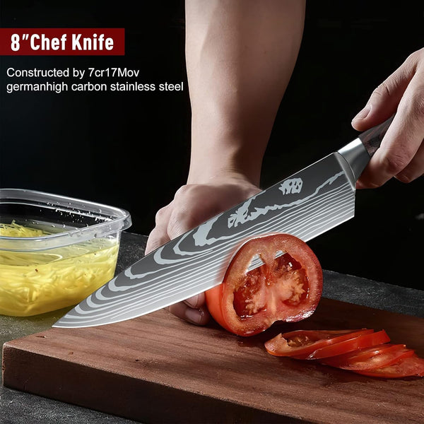 Chef Knife Set, Kitchen Chef'S Knives Set with Ergonomic Pakkawood Handle, German High Carbon Stainless Steel Sharp Japanese Cooking Knives Set, 5 PCS Professional Knife Set with Gift Box4