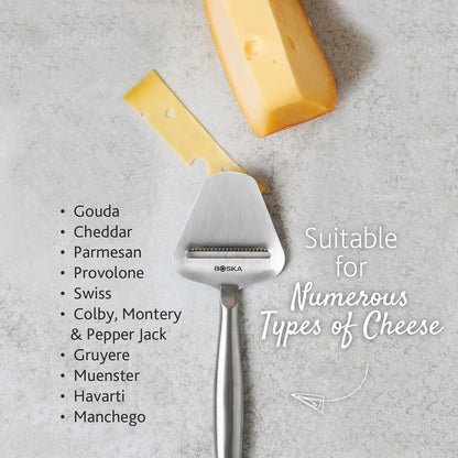 Boska Stainless Steel Cheese Slicer - Copenhagen for All Types of Cheese - Multi-Functional Cheese Slicer - Handheld Slicer - Silver Non-Stick - Dishwasher Safe - for Kitchen Cooking3