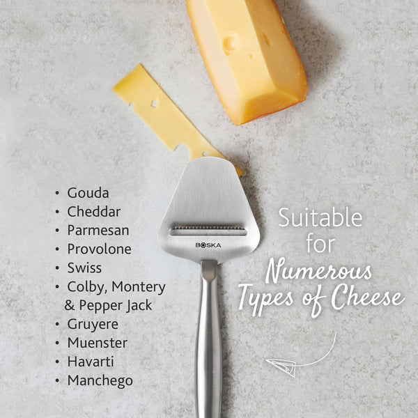 Boska Stainless Steel Cheese Slicer - Copenhagen for All Types of Cheese - Multi-Functional Cheese Slicer - Handheld Slicer - Silver Non-Stick - Dishwasher Safe - for Kitchen Cooking3