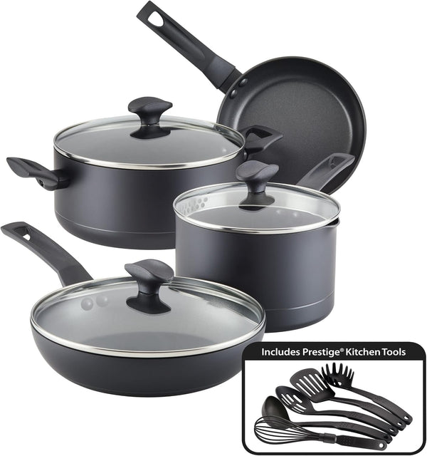 Power Base Nonstick Cookware/Pots and Pan Set, 12 Piece - Matte Black1