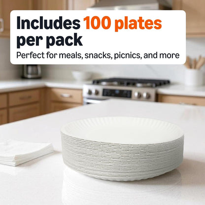 9" Uncoated White Paper Plates, Microwave Safe, Commercially Compostable, 1200 Count (Pack of 12)3