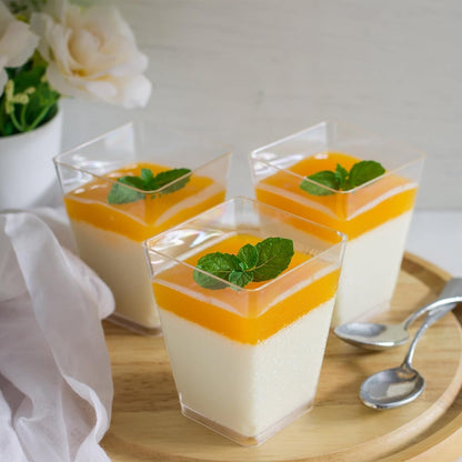 50 Pack 5 Oz Plastic Dessert Cups with Lids and Spoons, Yogurt Parfait Appetizer Cup for Party, Clear Mini Dessert Shooter for Pudding Fruit Trifle Ice Cream5