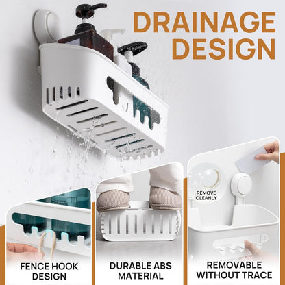 Shower Caddy Suction Cup, Shower Organizer Removable Bathroom Shelf, Storage Suction Powerful Max Hold 22Lbs Bathroom Caddy Waterproof Holder, White5