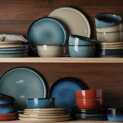 Stoneware Dinnerware Sets for 4, Reactive Glaze, Pale Blue8