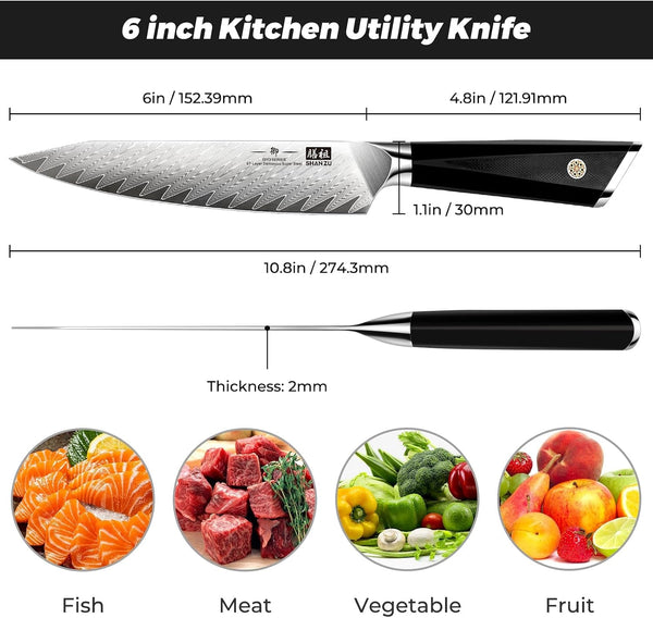 Damascus Chef Knife 6 Inch,67-Layer 10Cr15Mov Japanese Steel4
