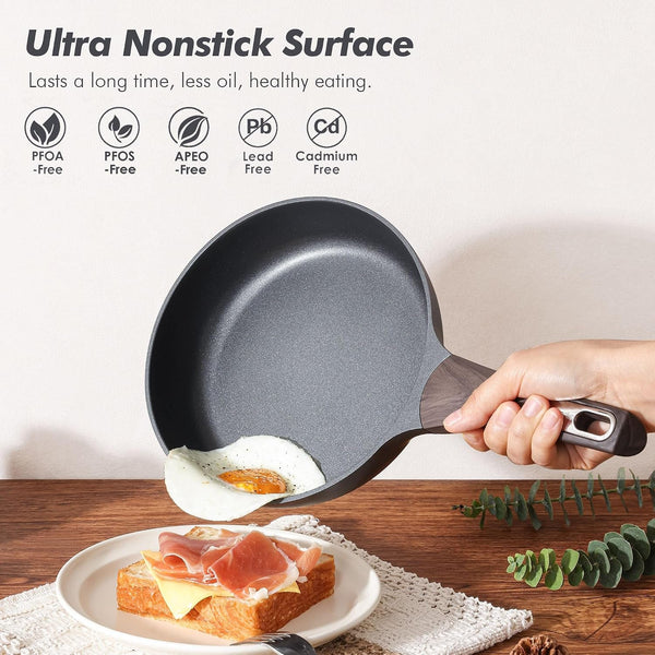 Pots and Pans Set Non Stick, Non Toxic Healthy Induction Cookware Sets, 14 Pcs Non Stick Kitchen Cooking Set with Frying Pans Set & Saucepan, PFOA PFOS APEO Free, Black2