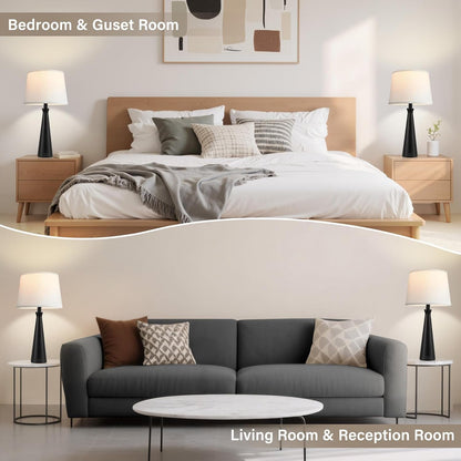 Modern Touch Lamps for Nightstand, 3 Way Dimmable Bedroom Lamp Set of 25