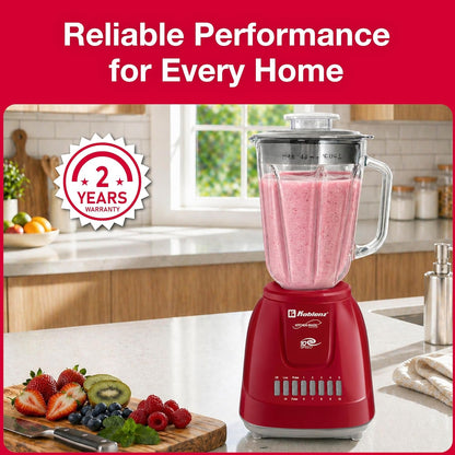LKM-5970 VR Blender, Home and Kitchen Appliances, 500W Motor, 51 Oz | Glass Jar, 10-Speed, Blender for Smoothies, Milkshakes, Purees, 4 Stainless Steel Blades, Metal Coupling, Red, for Gifts2